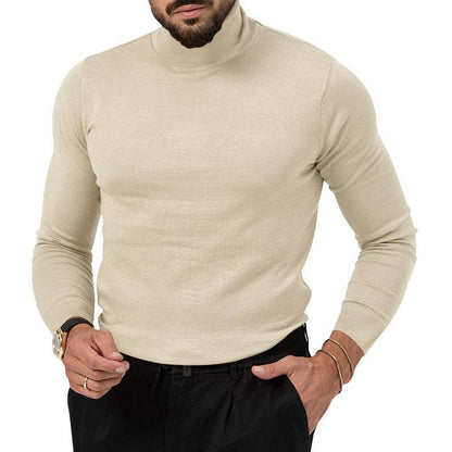 Men's Stretchy Turtleneck Sweater - Soft Cotton Knit for Winter Warmth - ForVanity men's clothing, men's sweaters Sweaters