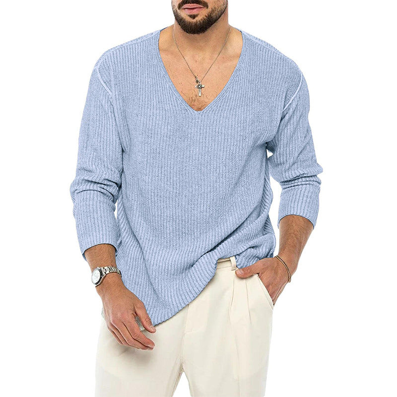 Men's V-Neck Solid Color Sweater - Youth