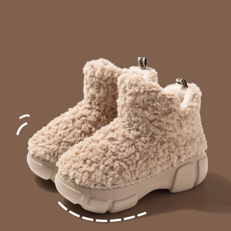 Winter Cashmere Snown Boots With 6cm Platform Warm Plus Velvet High-top Fleece Cotton Shoes Women Outdoor Indoor House Plush Shoes