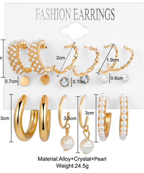 Earring set size guide with measurements in cm.