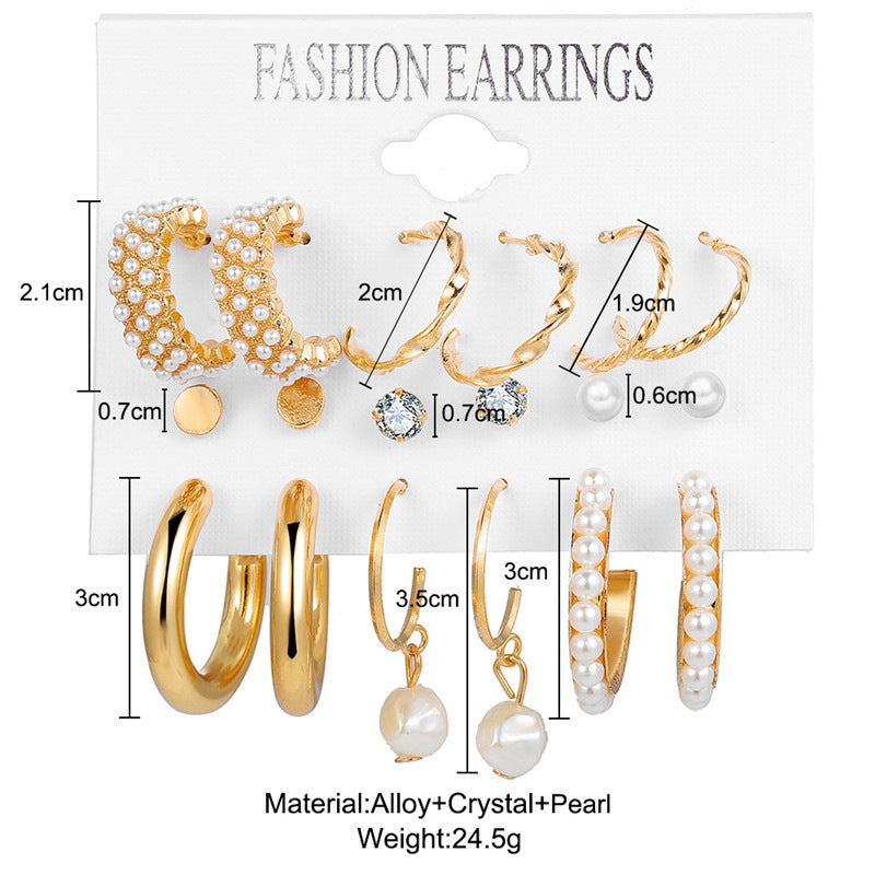 Earring set size guide with measurements in cm.