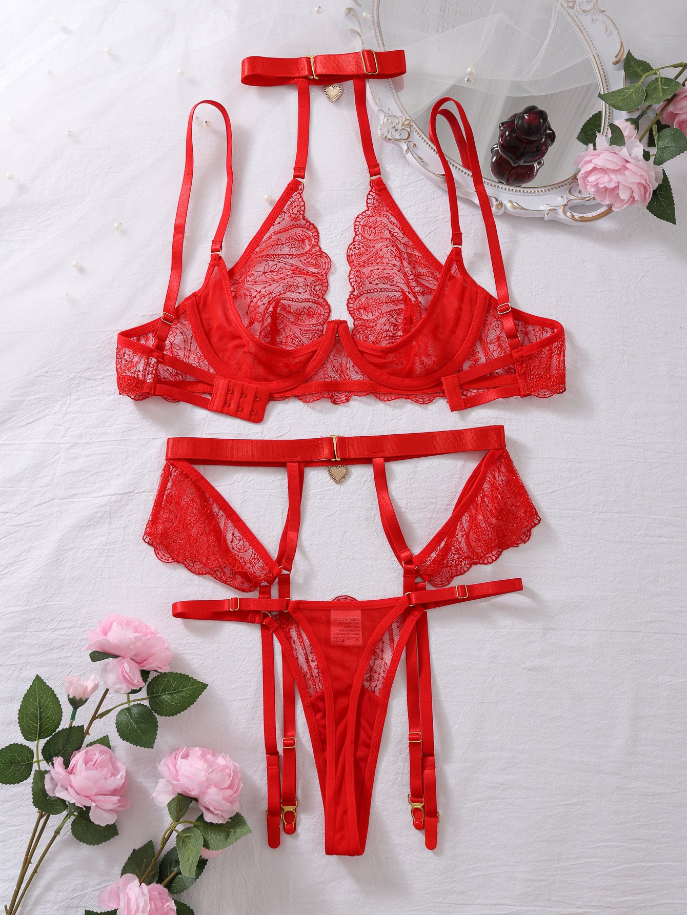 Luxurious Love Embroidered Lingerie Set