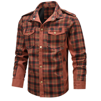 Men's Casual Plaid Jacket: Trendy Cotton Comfort