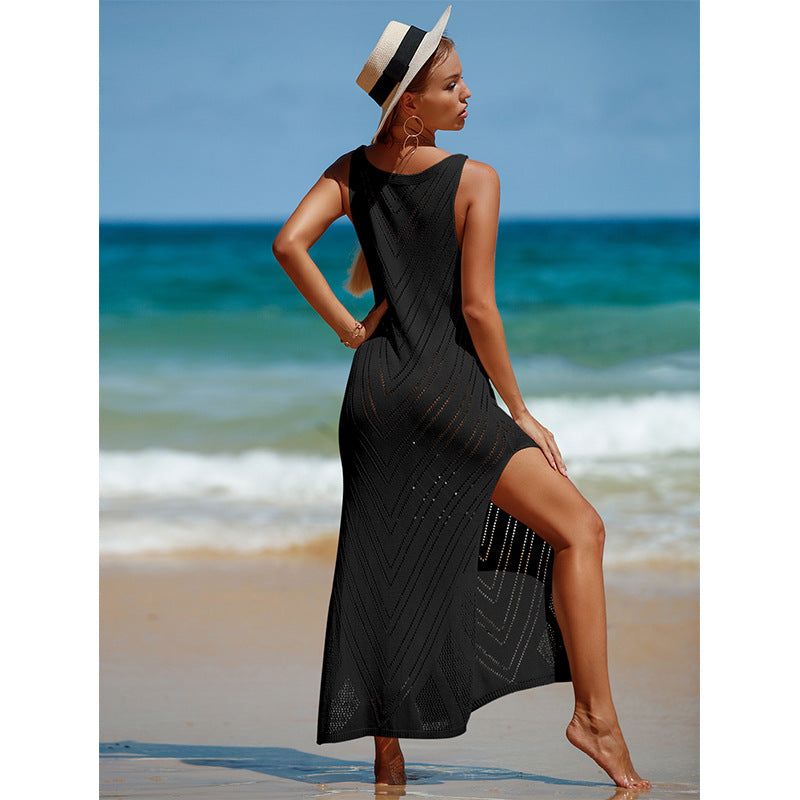 Travel Vacation Breathable Knitted Maxi Dress Beach