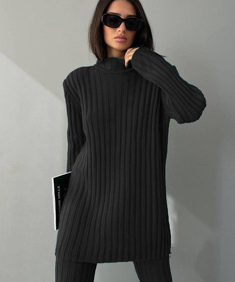 Pullover Sweater Pants Woolen Two Piece Set Outfit - ForVanity sweaters outfits, women's outfits Sweaters Outfits