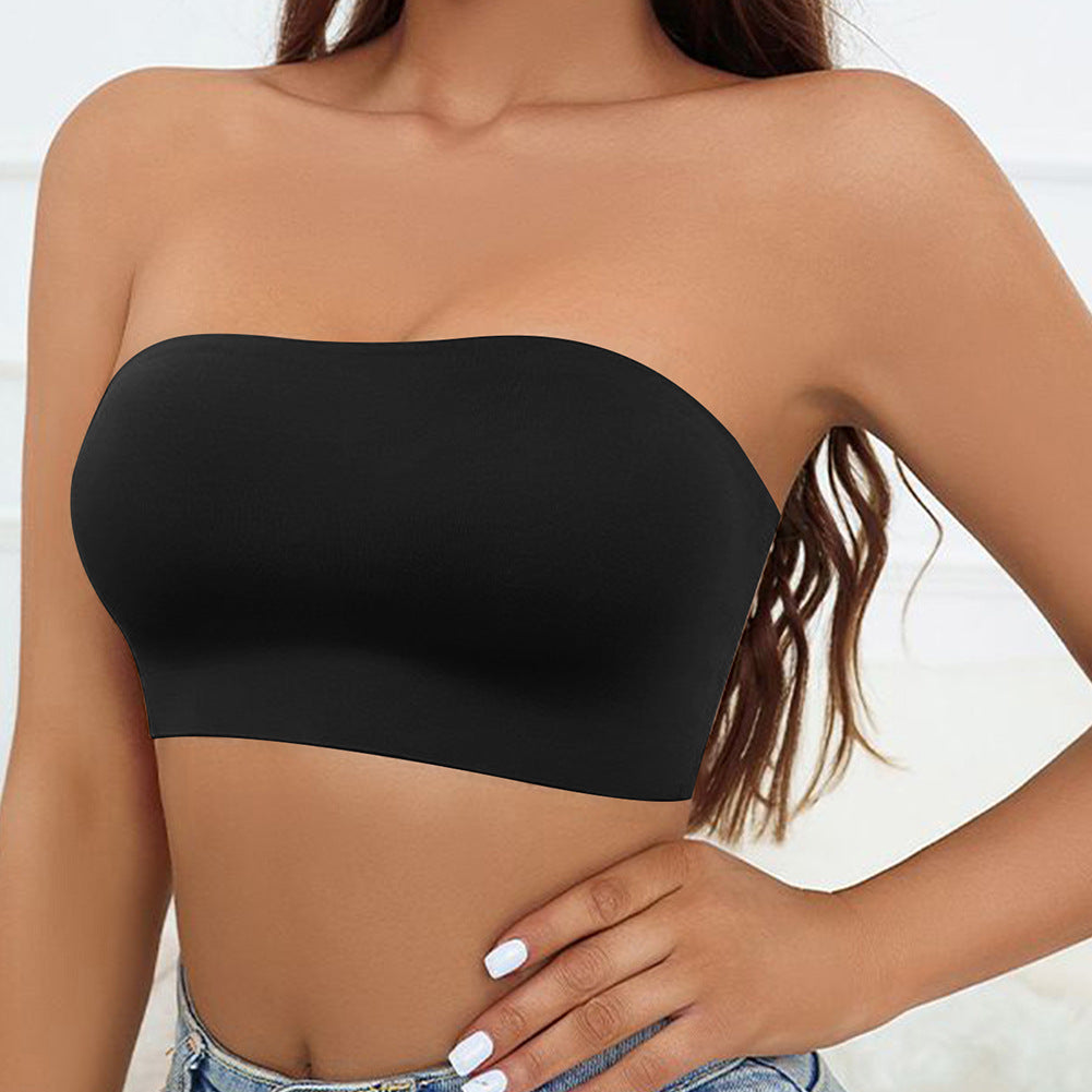 Strapless Seamless Ice Silk Bra - Non-Slip Design, Wireless Support