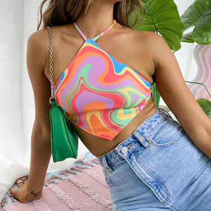 Summer Slim Fit Backless Cropped Top - ForVanity women's clothing, women's tops & tees Tops & Tees