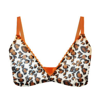 Wireless Leopard Print and Star Mesh Bra - Breathable, Lightweight Design