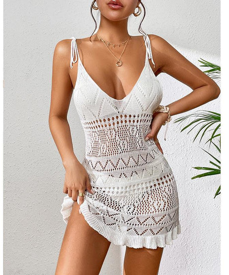 Short Knitted Knitted Beach Dress - ForVanity dress, Vacation Dress Vacation Dress