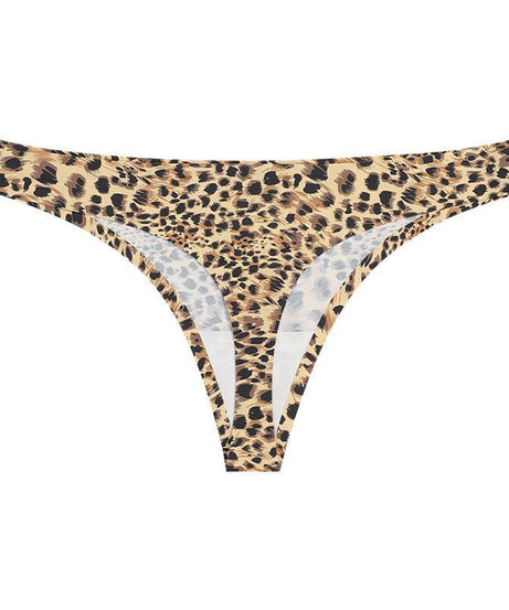 Leopard Print Low Waist Breathable Ice Silk Thongs - ForVanity underwear, women's lingerie Thongs