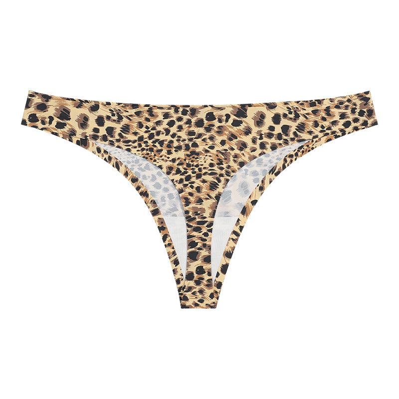 Leopard Print Low Waist Breathable Ice Silk Thongs - ForVanity underwear, women's lingerie Thongs