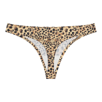 Leopard Print Low Waist Breathable Ice Silk Thongs