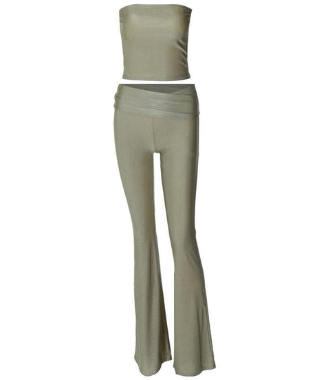 Women’s Strapless Tube Top & High-Waist Trousers - Slim Fit Set - ForVanity pant outfit, women's outfits Pants Outfits