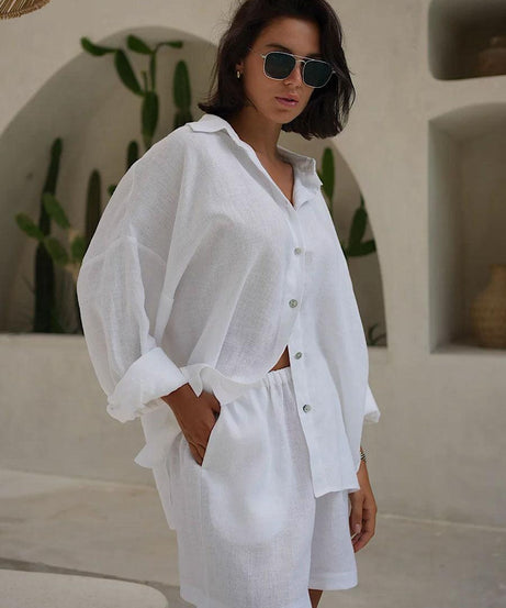 Summer Women Vacation Casual Loose Shorts Outfit - ForVanity 