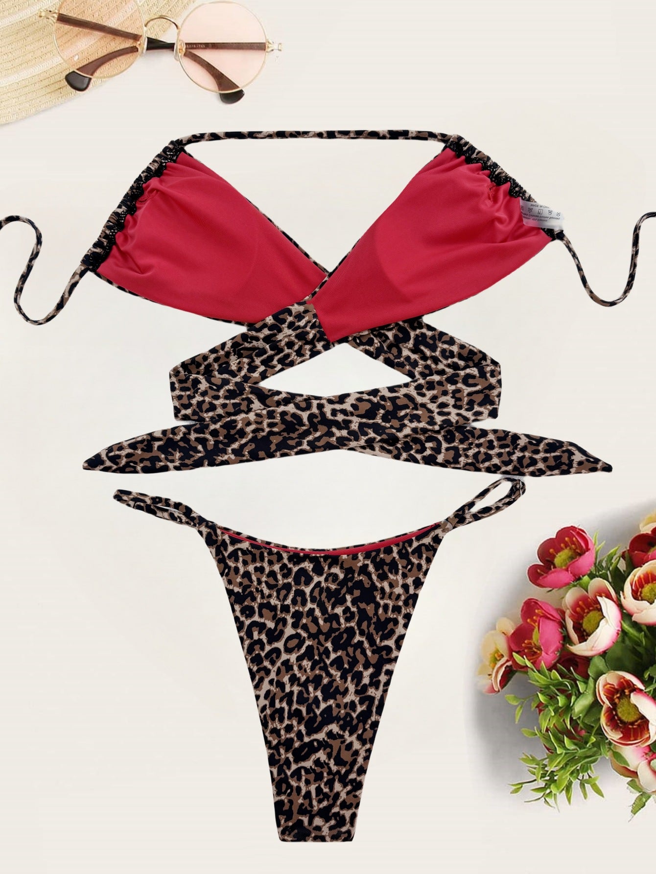 Classic Leopard Pattern Print Bikini Swimsuit