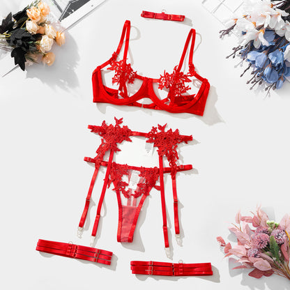 Luxurious Floral Mesh Lingerie Set