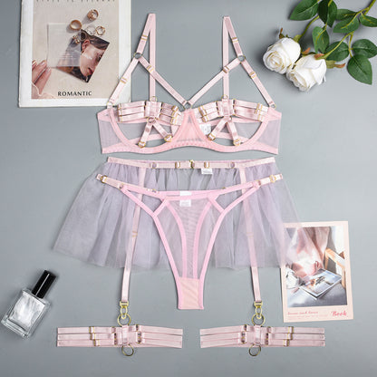 Hot Three-Piece Lingerie Set - Hollow Out Cutout Chest Princess Skirt