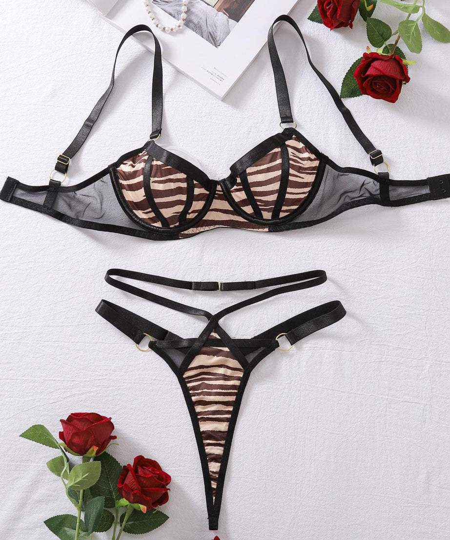 Summer Animal Print Mesh Lingerie Set - ForVanity lingerie, women's lingerie Lingerie