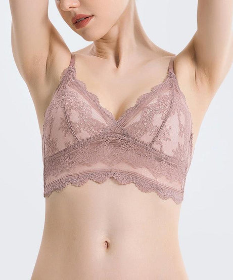 French U-Shaped Lace Triangle Cup Bra - ForVanity bras, women's lingerie Bras