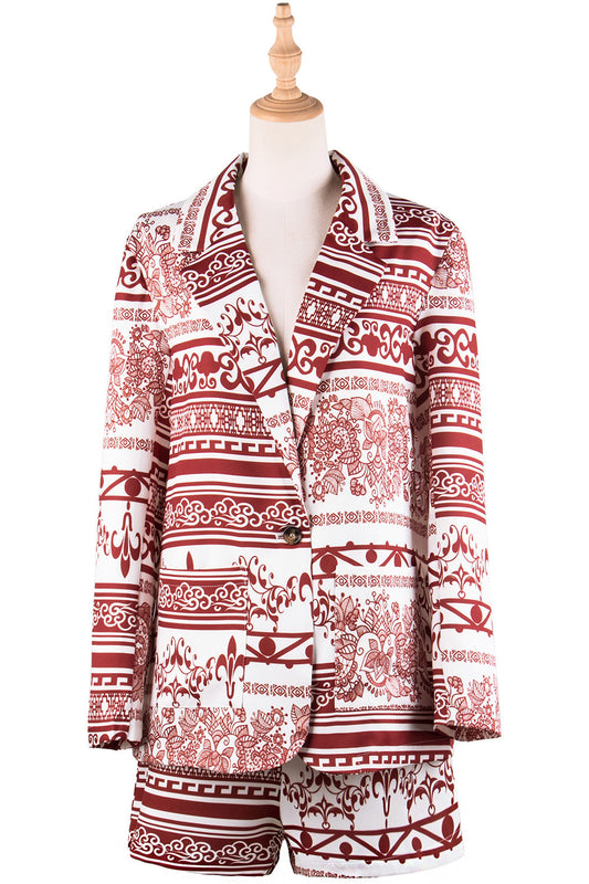 Women's Fashion-Forward Office Look Ethnic Print Suit