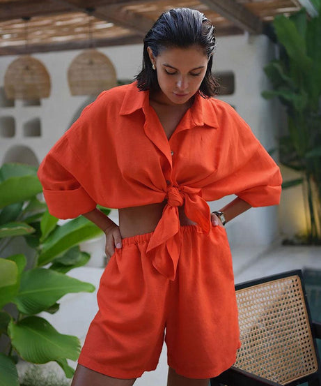 Summer Women Vacation Casual Loose Shorts Outfit - ForVanity 