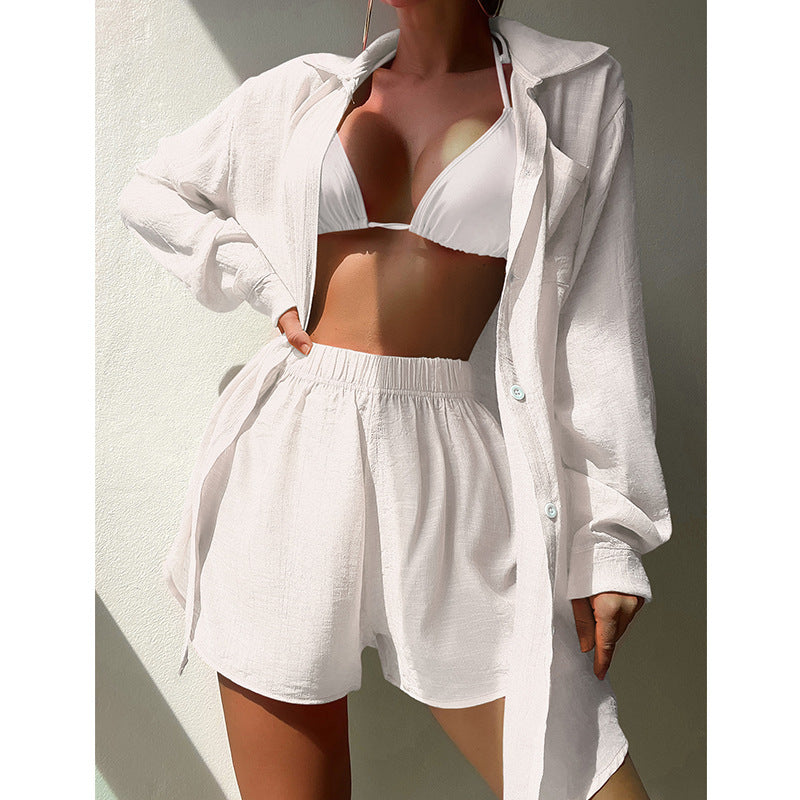 Beach Vacation Solid Color Shorts Outfit
