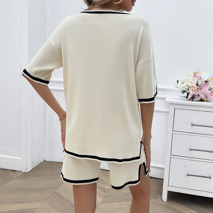 Summer Women Casual Sweater Shorts Outfit