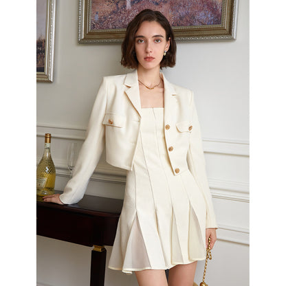 Women Tube Top Dress Blazer Two Piece Suit