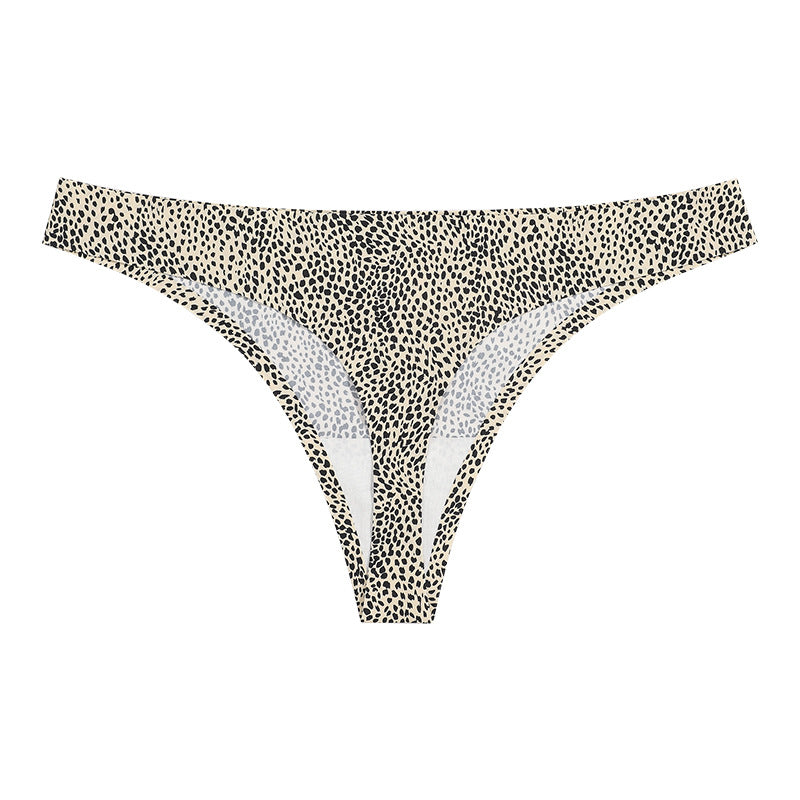 Leopard Print Low Waist Breathable Ice Silk Thongs