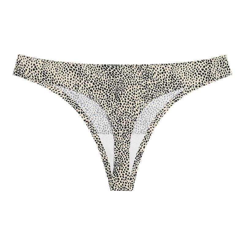 Leopard Print Low Waist Breathable Ice Silk Thongs - ForVanity underwear, women's lingerie Thongs