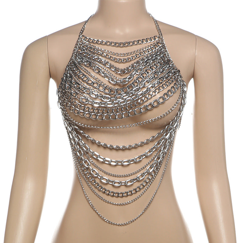 Summer Collection Metal Halter Backless Top