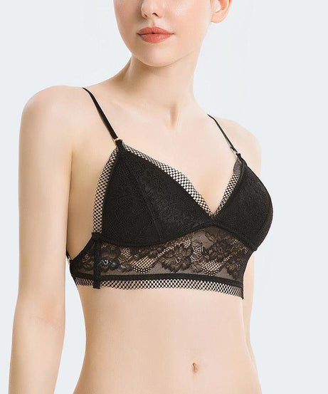 French U-Shaped Lace Triangle Cup Bra - ForVanity bras, women's lingerie Bras