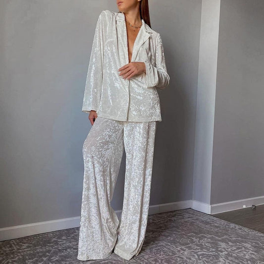 Loose Drooping Top Wide Leg Trousers Casual Lazy Blazer Suit