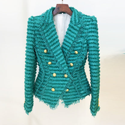 Star Tassel Fringe Tweed Slim Blazer