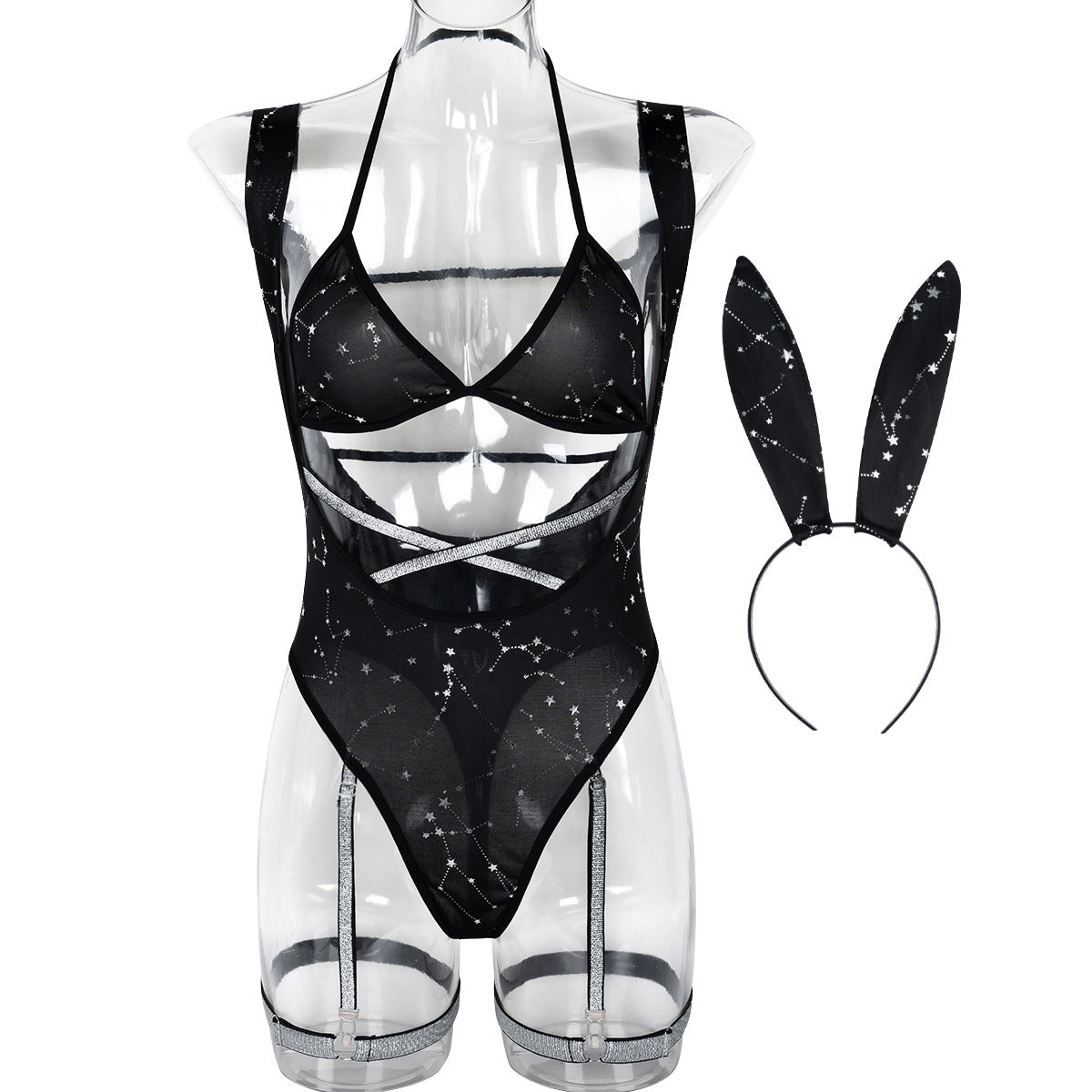 Bunny Dark Silver Flash Belt Cutout out Costumes Lingerie