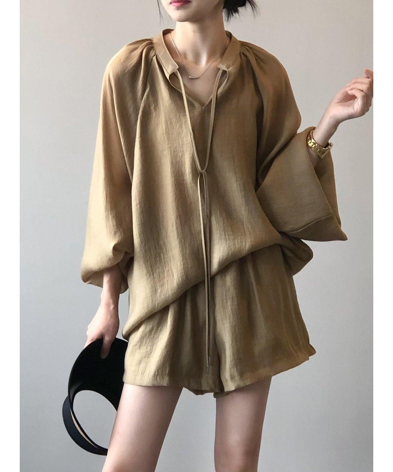 Women Summer Long Sleeve Shorts Outfit - ForVanity 