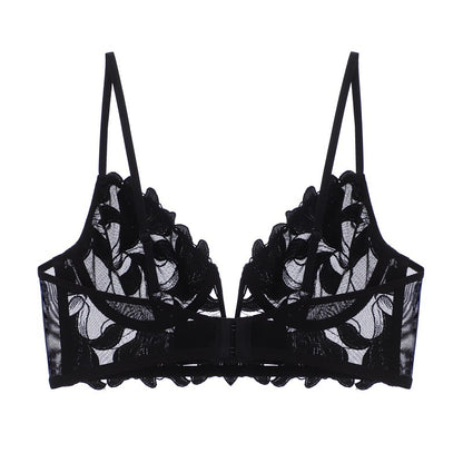 Floral Embroidered Lace Plunge Bra
