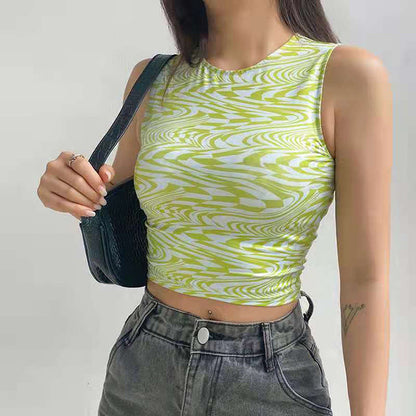 Round Neck Slim Fit Cropped Top - ForVanity women's clothing, women's tops & tees Tops & Tees