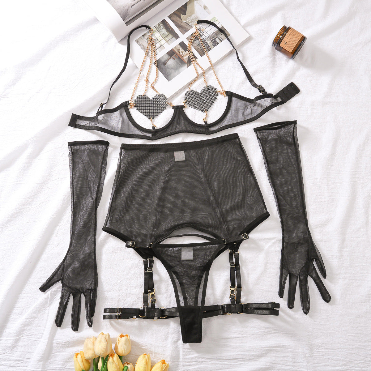 Trendy Sheer Mesh Lingerie Set