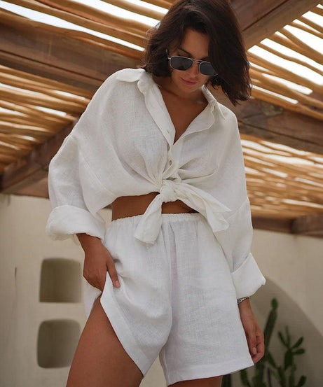 Summer Women Vacation Casual Loose Shorts Outfit - ForVanity 