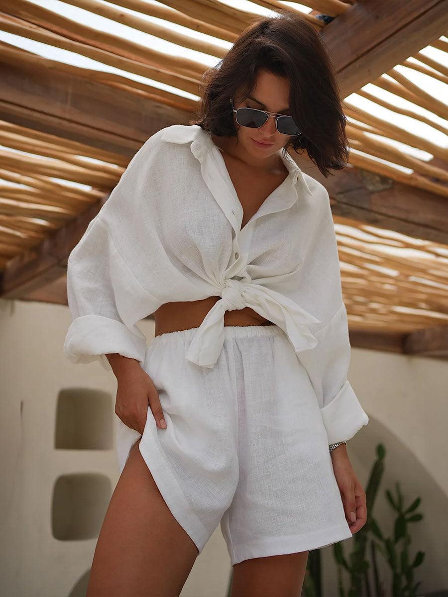 Summer Women Vacation Casual Loose Shorts Outfit - ForVanity 