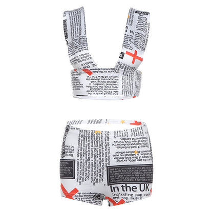 Summer Women Newspaper Printing Vest Shorts Outfit