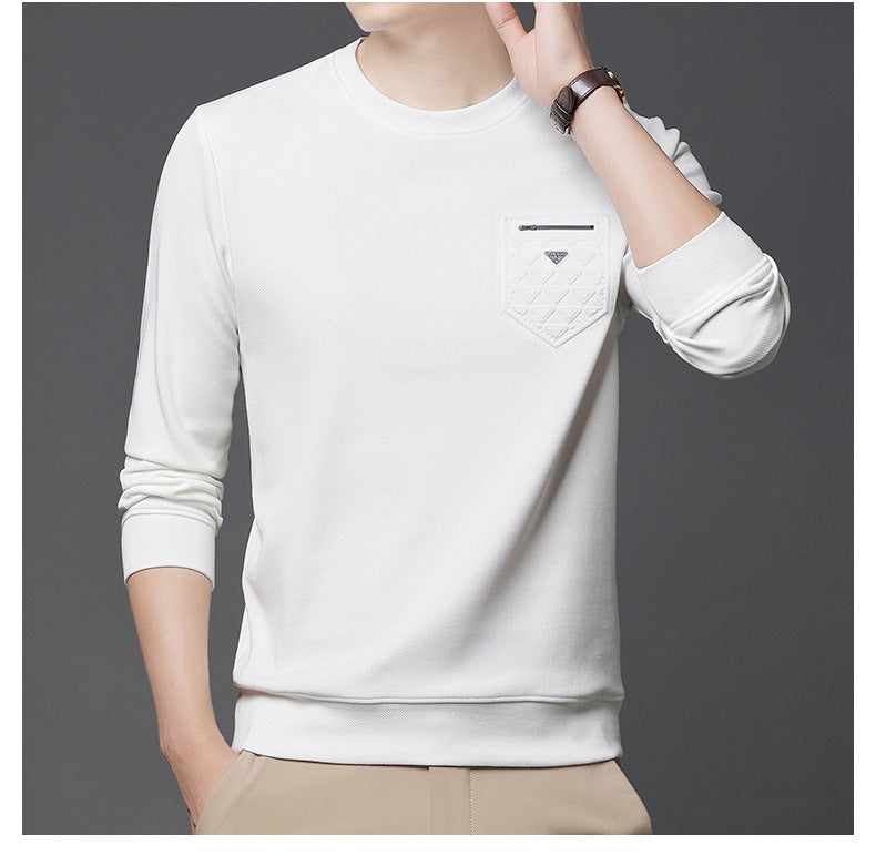 Men's Slim-Fit Long Sleeve Pullover - Round Neck Casual Top