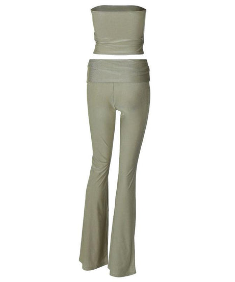 Women’s Strapless Tube Top & High-Waist Trousers - Slim Fit Set - ForVanity pant outfit, women's outfits Pants Outfits