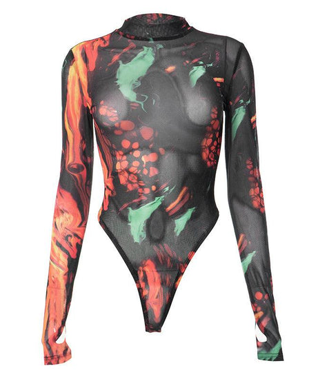 Tie Dyed Sexy Lingerie Jumpsuit Tie Dyed Sexy Tight Fitting Outerwear Bodysuit One Piece - ForVanity women's bodysuits, women's clothing Bodysuits