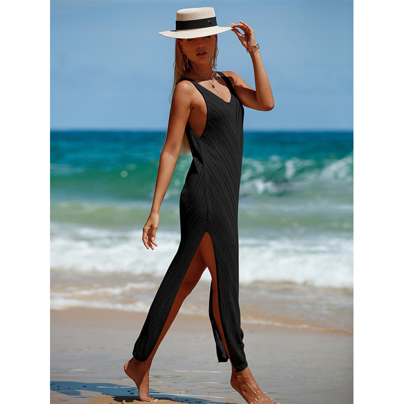 Travel Vacation Breathable Knitted Maxi Dress Beach