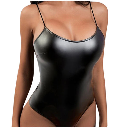 Off-the-Shoulder Patent Leather Bodysuit