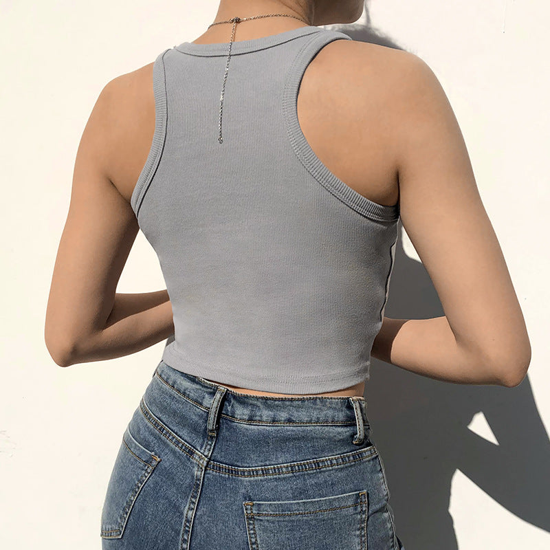 Solid Color Sleeveless Sports Bottoming Top