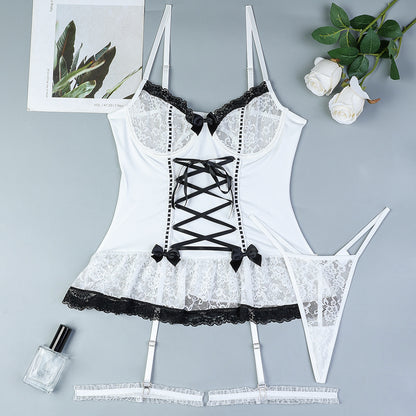 Elegant Lace Cross Strap Lingerie Set