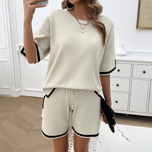 Women Spring Summer Casual Sweater Shorts Outfit